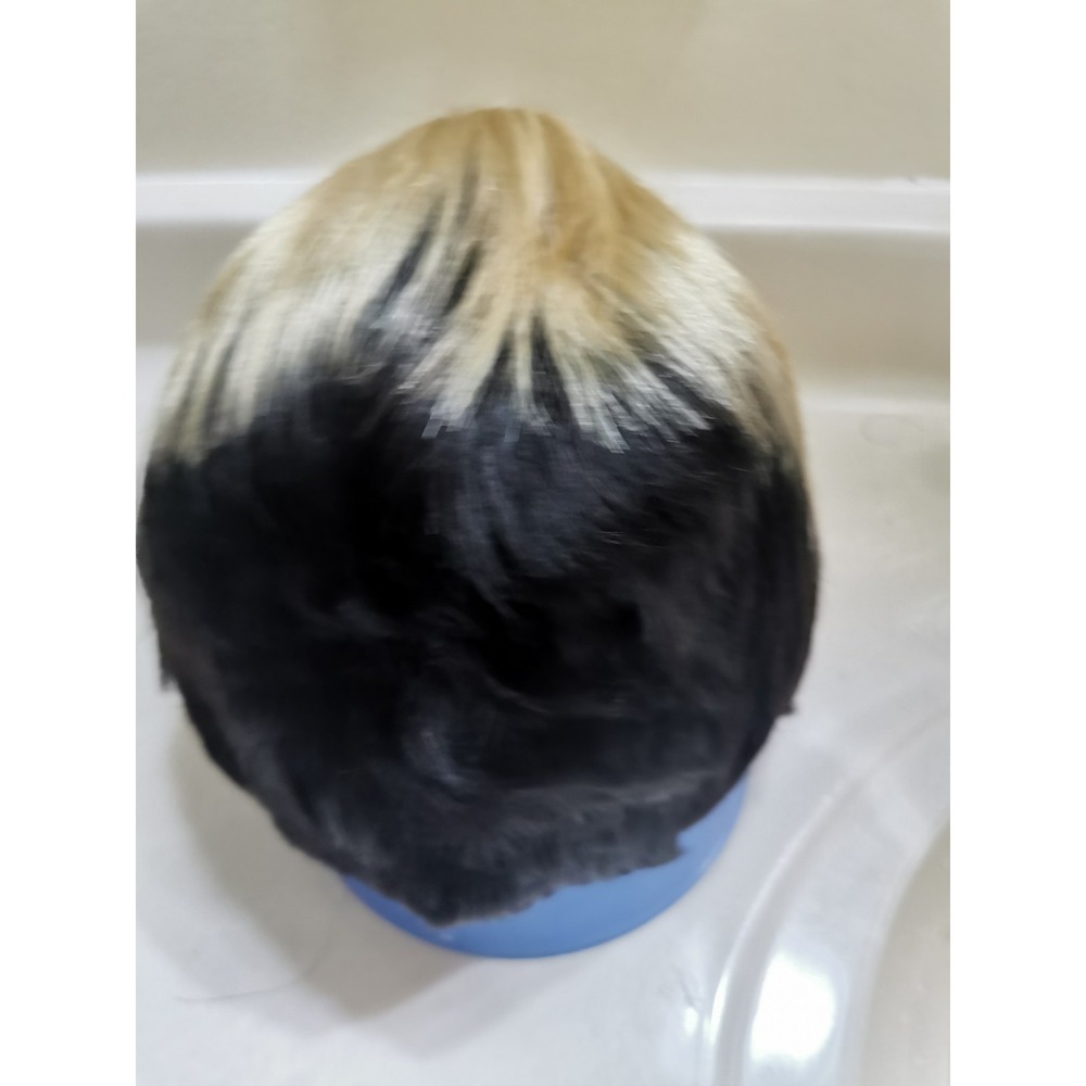 Short Ombre Blonde Black Human Hair Wig Pixie Cut Wigs Work Wig - Picture 16 of 16